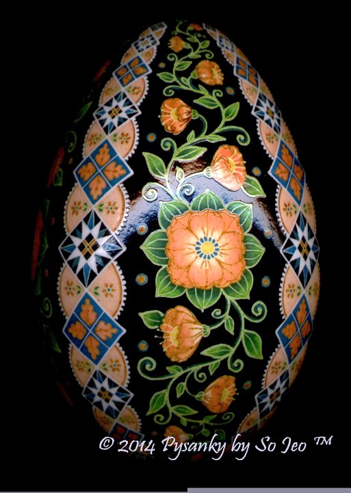 Peach Floral Ukrainian Easter Egg Pysanky By So Jeo